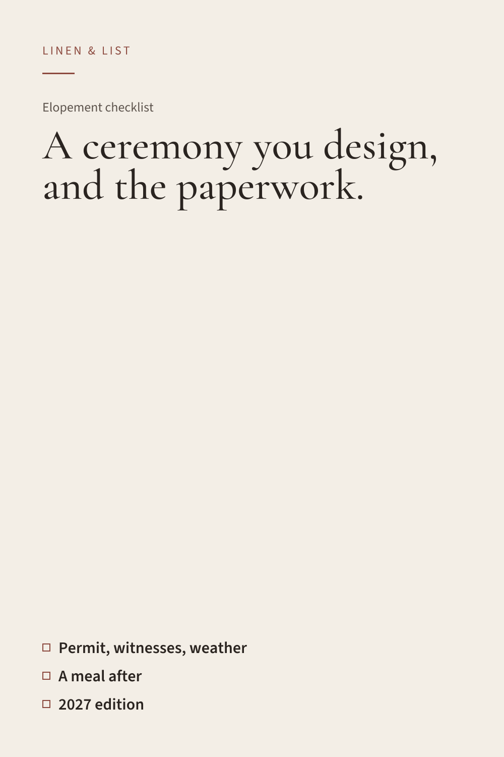 Pinterest pin for Elopement checklist